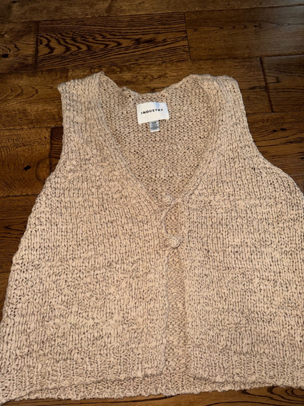 Industry Tan Knit Sweater Vest Cardigan Size Large